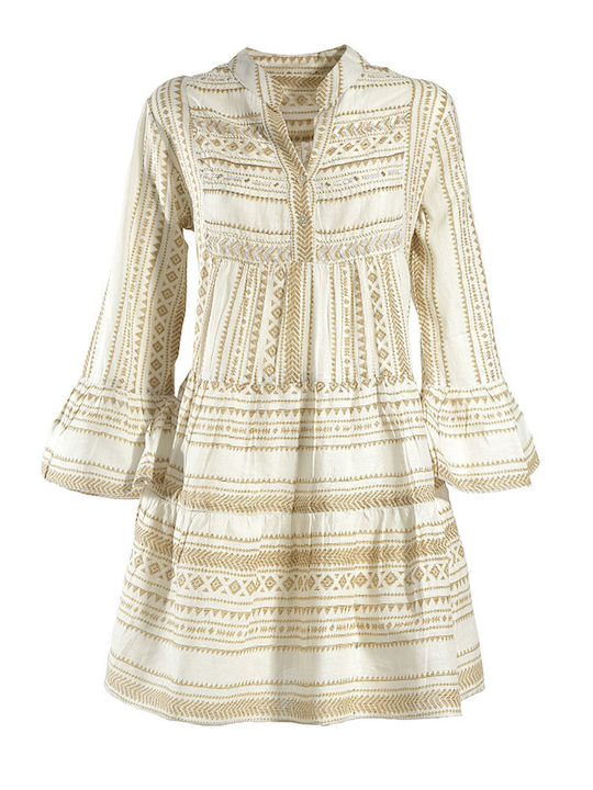 Ble Resort Collection Mini Dress with Ruffle Gold