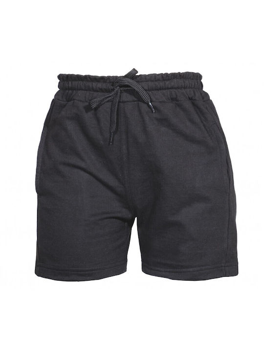 Damen-Sport-Bermuda-Shorts mit 2 Taschen und elastischem Bund mit Kordelzug. Größen: XS - S - M - L - XL SCHWARZ