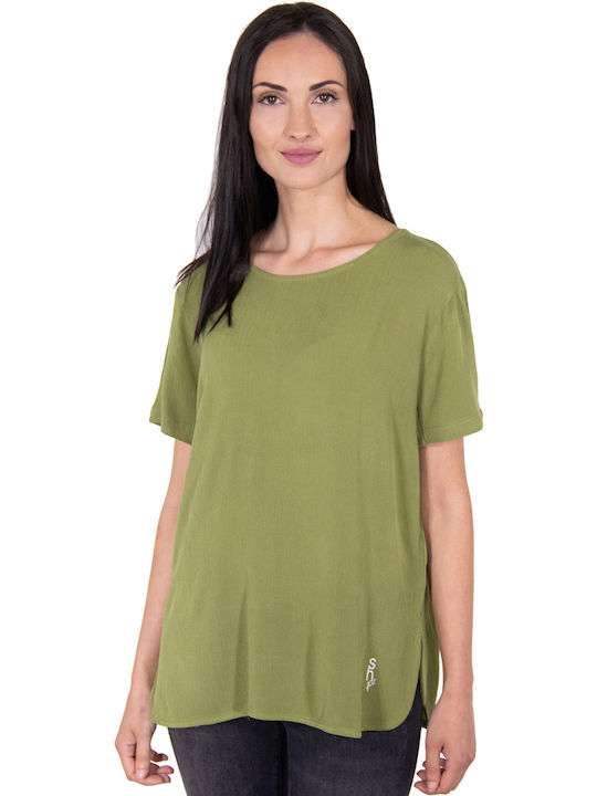 SILVIAN HEACH 'MIKONOS' WAFFLE TOP FOR WOMEN SHP20217-GREEN (GREEN)