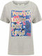 Tokyo Laundry Cala T-Shirt aus Baumwolle mit Goldfoliendetail 3C14628 - Hellgrau