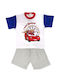 Baby Train Pajama Car White Grey