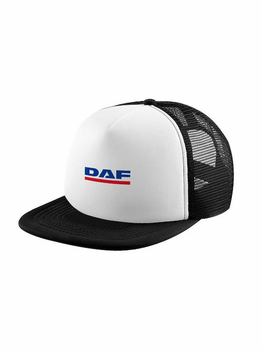 DAF, Erwachsene Weiche Trucker-Mütze mit Netz Schwarz/Weiß (POLYESTER, ERWACHSENE, UNISEX, EINHEITSGRÖßE)