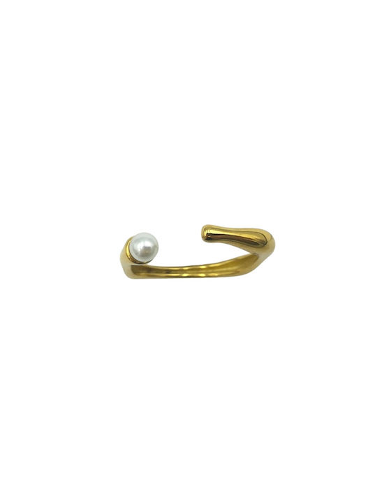 Edelstahlring Perle Gold 2mm 1 Stück