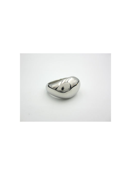 Steel Silver Oval Bob Ring