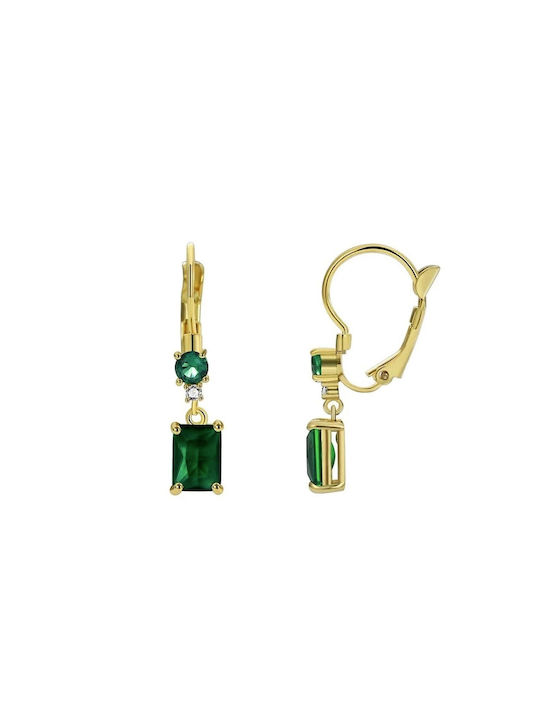 Green Stones Earrings Επιχρυσωμένα Από Ορείχαλκο