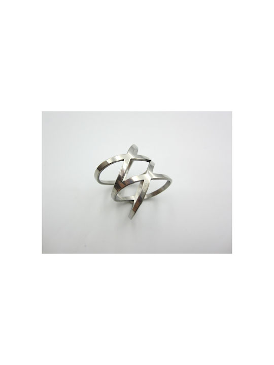 Stahl Silber Breiter Mesh Ring