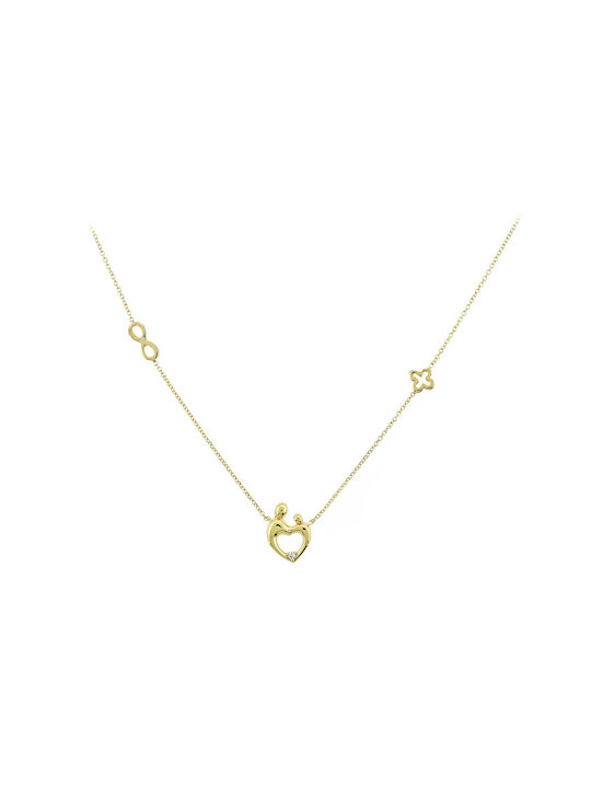 Family Heart Necklace Gold 14K KLK2392