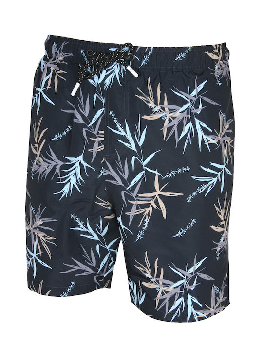 Double Men's Swimwear Bermuda Navy with Patterns