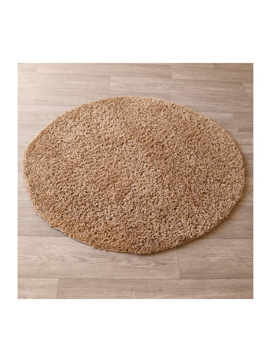 Bath Mat Round Beige Width 80cm