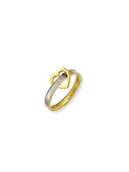 Steel Heart Filigree Gold Ring 1pc