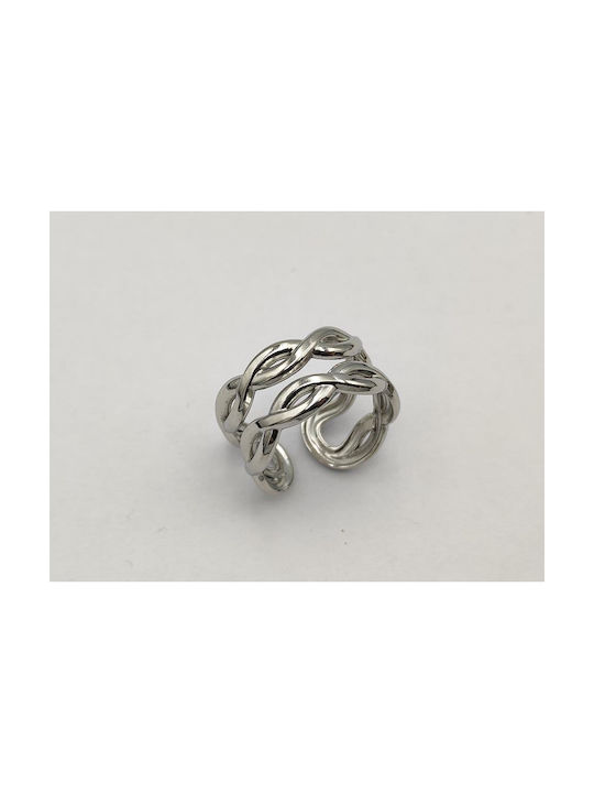 Steel Woven Ring Silver 12x10mm 1pc