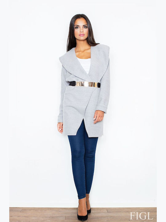 Figl Women's Coat with Belt Gray