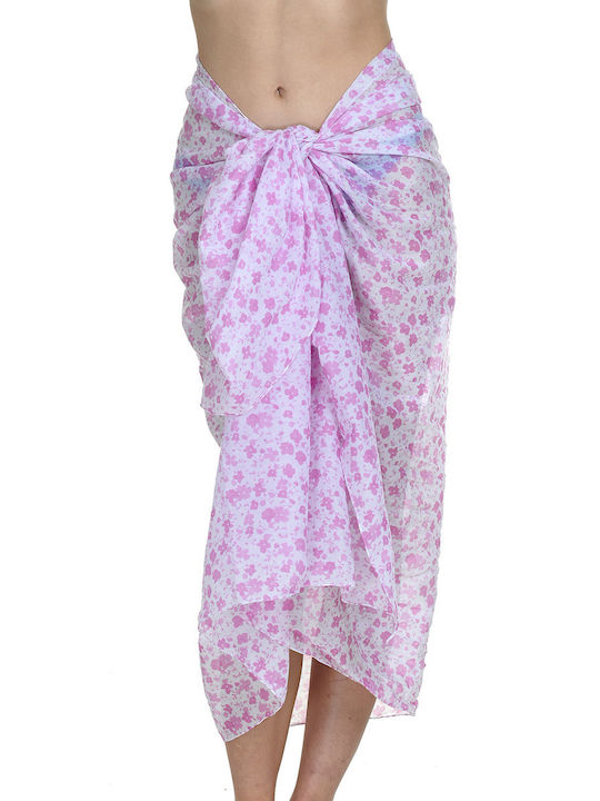 Miandmi Women's Beach Pareo - Floral Pink Flower Scarf