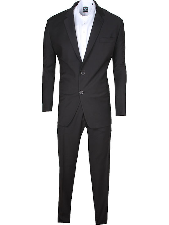 Costum Bărbați cu Croială Normală Black