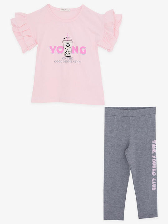 Trendy Shop Kinder Set mit Leggings Sommer 2Stück Pink