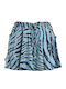 Blue Shorts with Pocket "Zebra" Silver Gold Details S M 100% Crepe