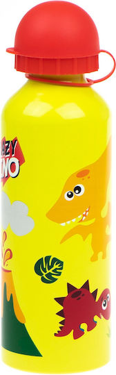 Kids Licensing Crazy Dino Παιδικό Παγούρι Δεινόσαυρος Αλουμινίου Κίτρινο 500ml