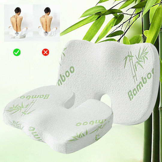 Perna Anatomică pentru Scaun din Fibre de Bambus și Spumă cu Memorie Albă 45cm X 35cm X 7cm