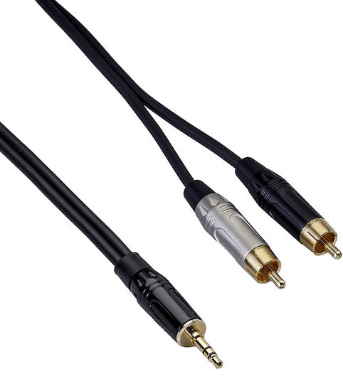 Bespeco Кабел За Звук 3,5 мм Мъжки - 2x RCA Мъжки Черен 5м RKYMSR500