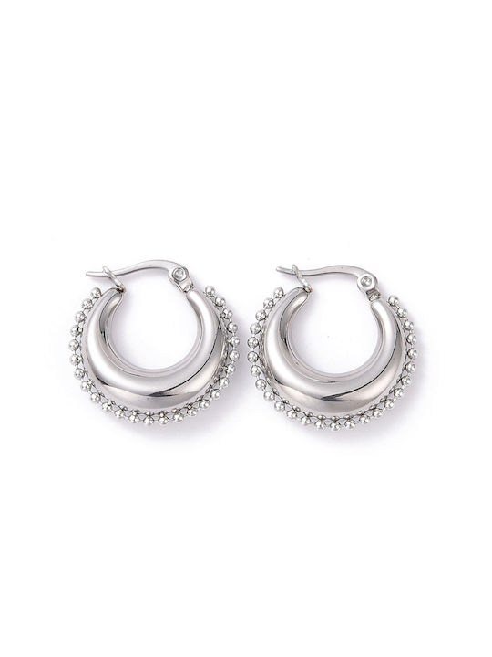 Stainless Steel Hoop Earrings Design Silver 23mm 1 Pair