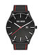 Paul Lorens Watch Battery with Black Leather Strap