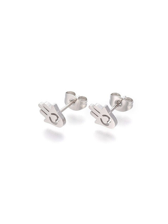 Stainless Steel Stud Earrings Hamsa 9mm 4 Pairs