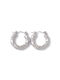 Steel Hoop Earrings Silver Design 20mm 1 pair