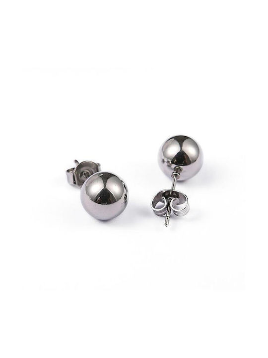 Stainless Steel Stud Earrings Silver 8mm 2 Pairs