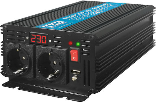 TED Electric Инвертор за кола Чиста синусоидална вълна 1500W за преобразуване на 12V DC в 230V AC