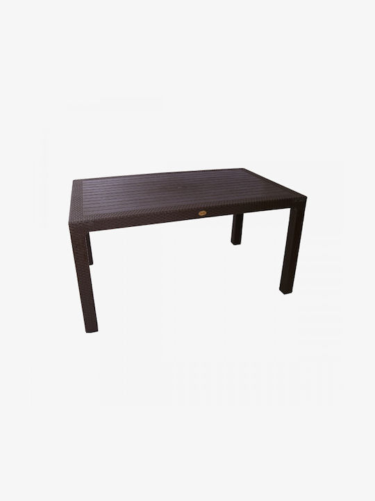 Garten- und Terrassentisch Für Kleine Außenbereiche Rattan Braune 90x150x75cm