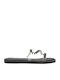 Shoelover Μαύρο Clear Δερμάτινο Flat Σανδάλι Στρας