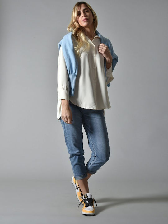 Asymmetric Basic Wide Shirt ∞ Cream