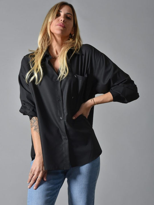 Weites Shirt mit Taschendetail ∞ Schwarz