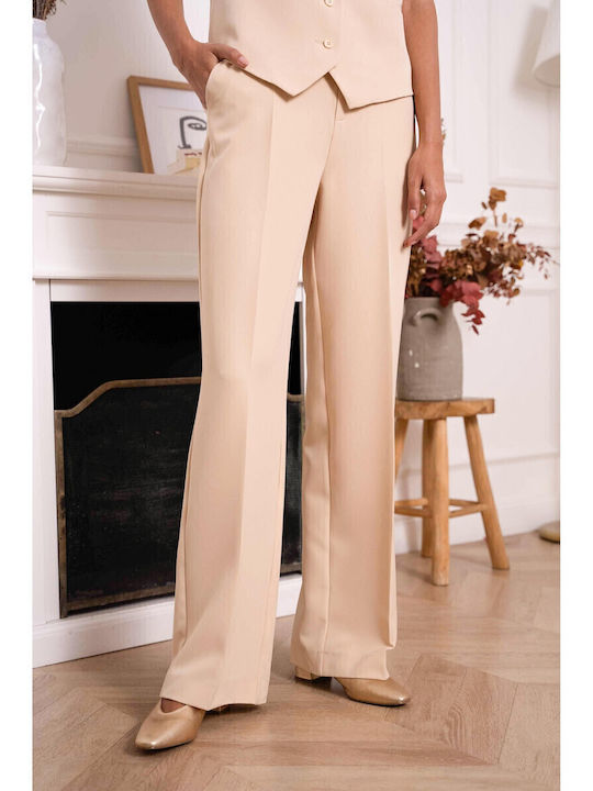 Women's Fabric Trousers Beige