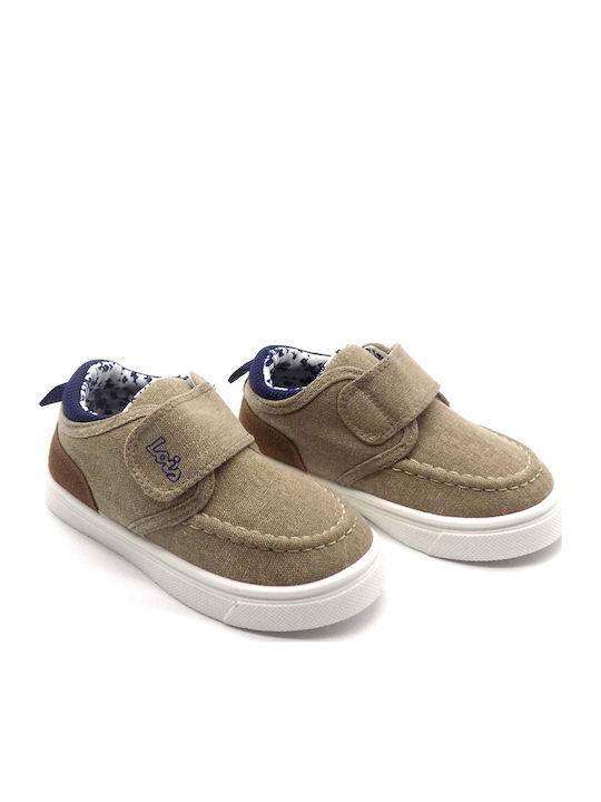 Lois Boys Fabric Moccasins with Velcro Beige