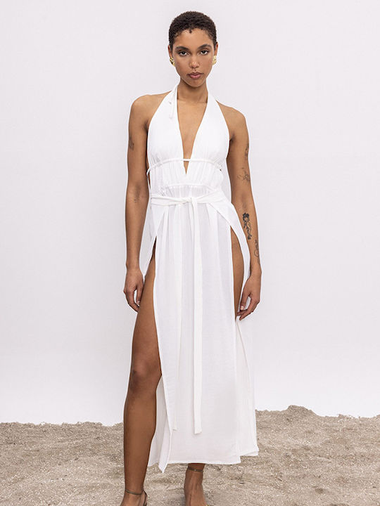 Be A Bee Couture Dress with Slit White