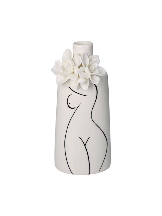 ArteLibre Vază Decorativă Porțelan Ecru 11x10x25cm 1buc