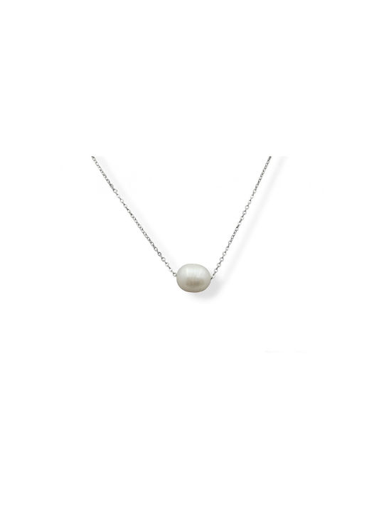 Steel Pearl Necklace Silver 40cm 1pc