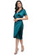 Elegant Midi Satin Dress with Knot