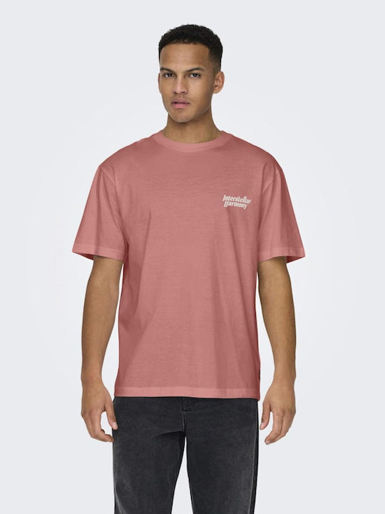 Only & Sons T-shirt Bărbătesc cu Mânecă Scurtă Pink