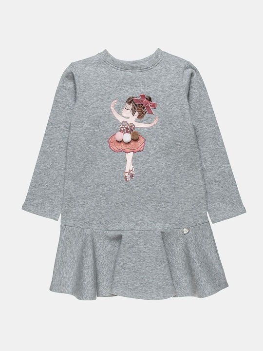 Alouette Sweatshirt Kids Dress with Sequins Gray