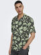 Short-sleeved Cotton Shirt Floral Castor Gray