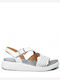 Leder Flache Sandalen für Damen Flatforms in Weiß Farbe