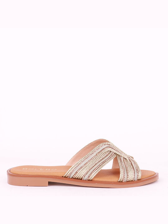 Bolero Shoes Women's Flat Sandals in Gold Color