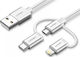 Ugreen Braided USB to Lightning / Type-C / micro USB Cable 2A Λευκό 1.5m 50203