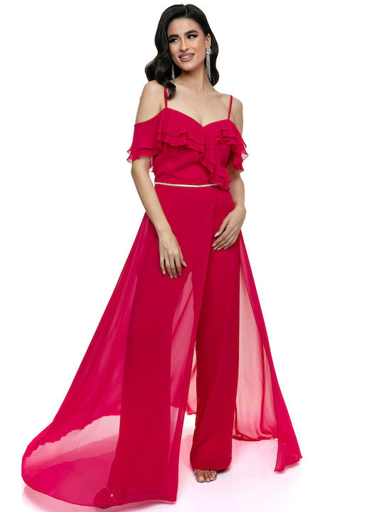 Eleganter Schulterfreier Volant-Jumpsuit