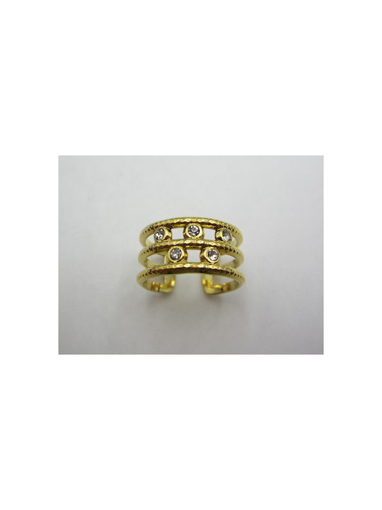 Steel Ring with Gold Strass 10mm 1pc