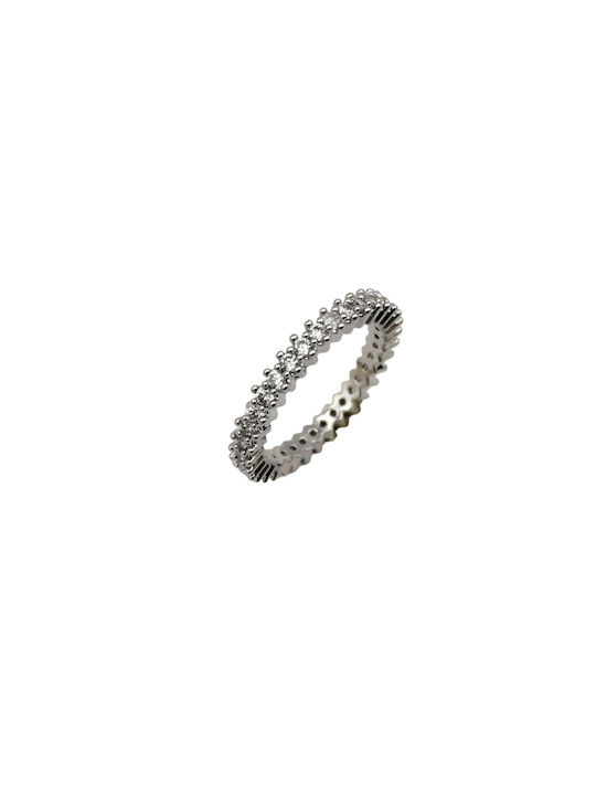 Steel Ring with Zircon Silver 3mm 1pc