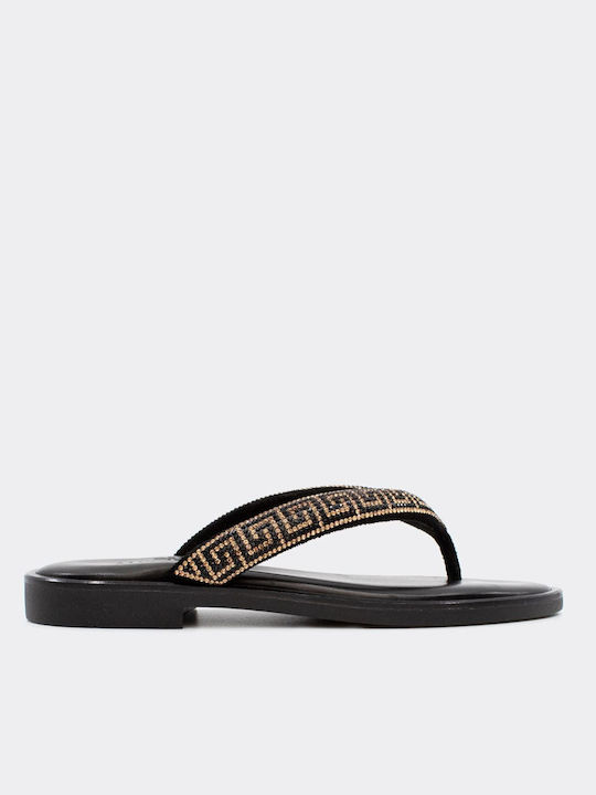 Myconian Greek Sandal Δερμάτινα Γυναικεία Σανδάλια σε Μαύρο Χρώμα