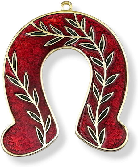Suspendata Amulet Potcoavă Roșu din Metal 6.3x8.4cm 1buc